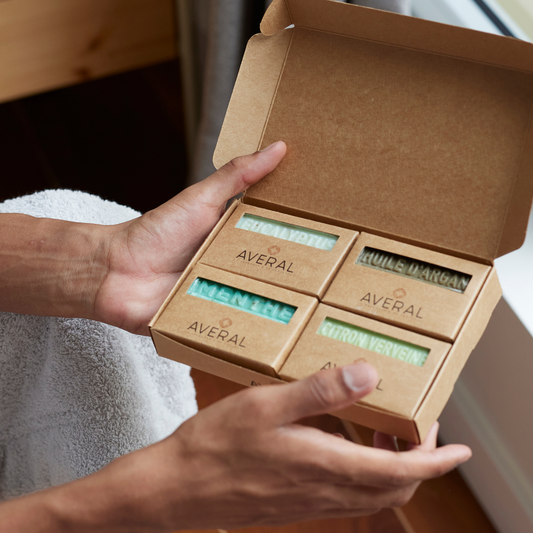 man holding gift set