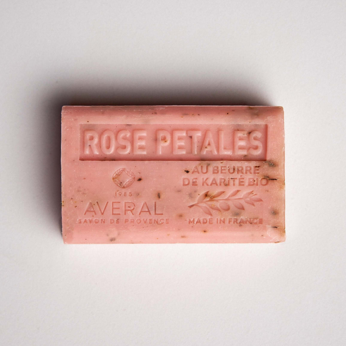 Averal Provence Rose exfoliating French bar soap with rose petals